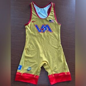 Nike Yellow Wrestling Singlet with Red Trim
